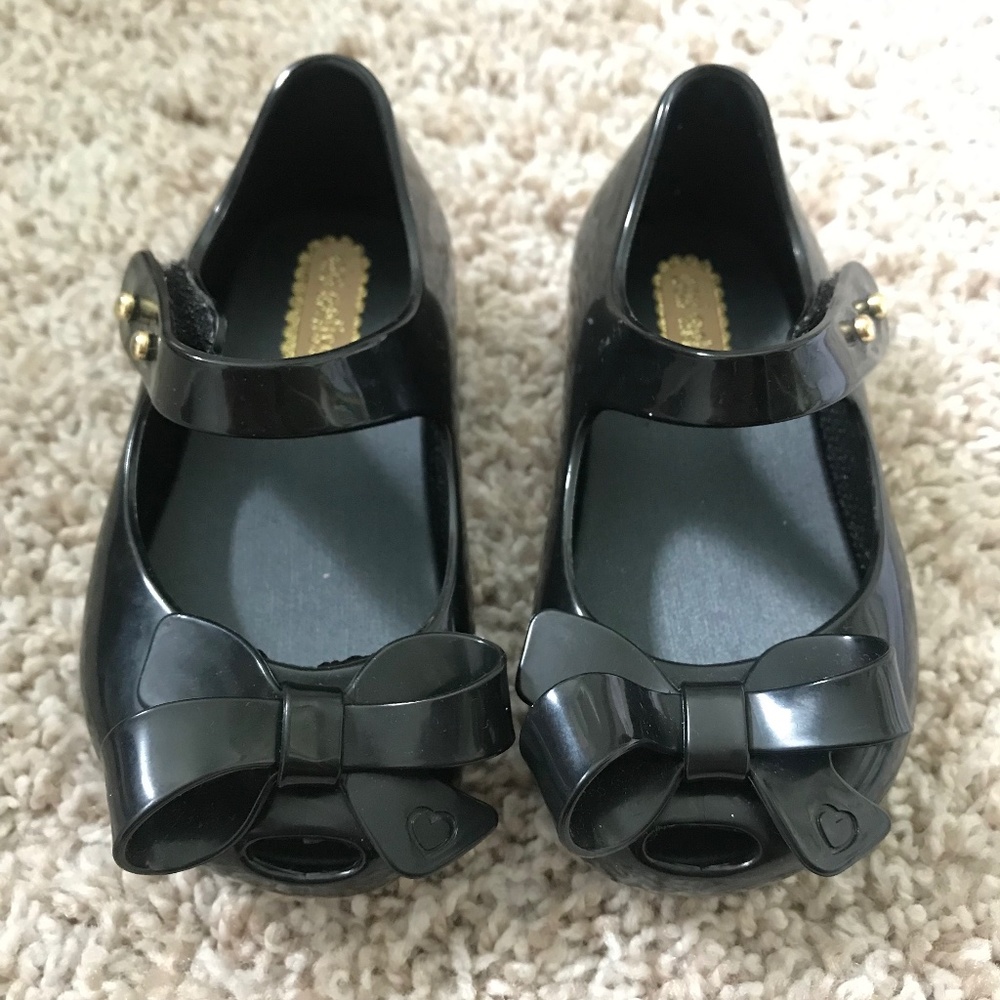 Mini Melissa Black Bow Flats size 5